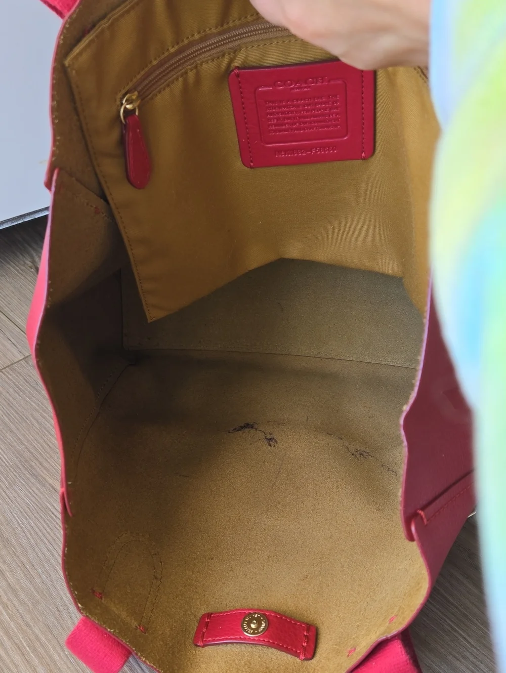 Coach Red Pebbled Leather Derby Tote Bag